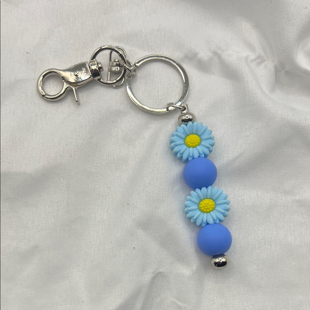 Blue Floral Keychain Accessory